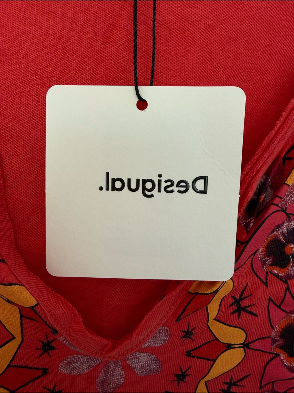 Desigual Red Short Sleeve Tee with Floral Medallion - Picture 6 of 14